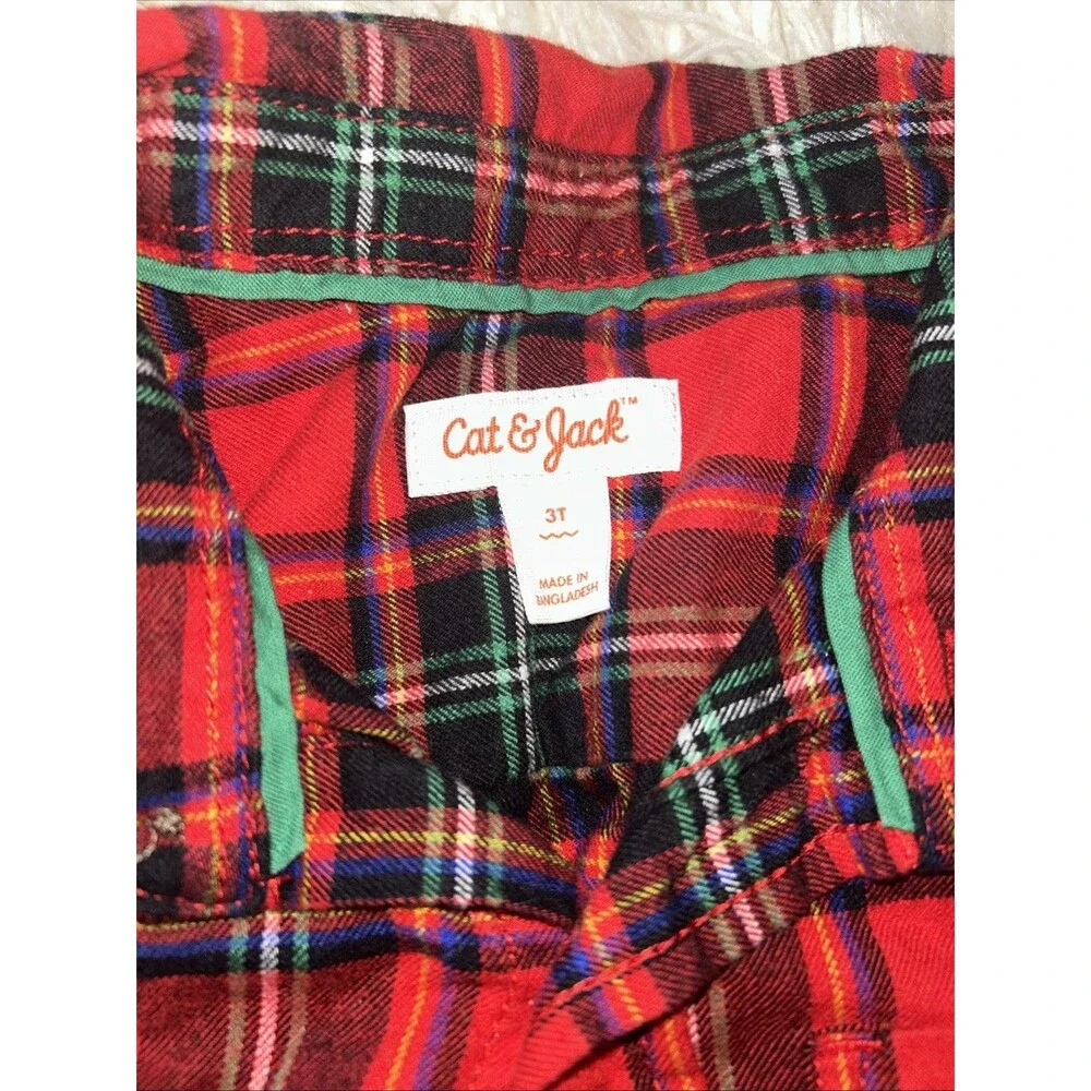 3T Boys Christmas Outfit Cat & Jack Plaid Button Up Geniune kids OshKosh Pants
